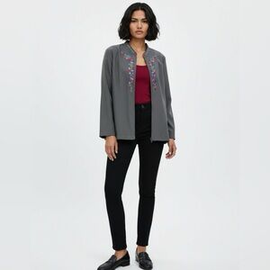 VTG Adrian Delafield Jacket For Haband Embroidered Lightweight Mandarin Collar